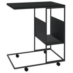 Berkfield Home Side Table with Wheels Black 55x36x63.5 cm Engineered Wood - thumbnail 5