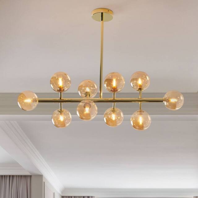 Wyld and Coco 10-Light Gold Steel and Glass Pendant Lamp Modern Ceiling Light - image 1