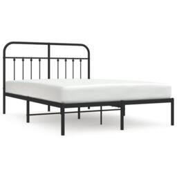 Berkfield Home Metal Bed Frame with Headboard Black 150x200 cm King Size - thumbnail 2