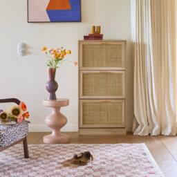 sweeek 3-door Shoe Cabinet With Cane & Wood Effect in Light Brown - thumbnail 6