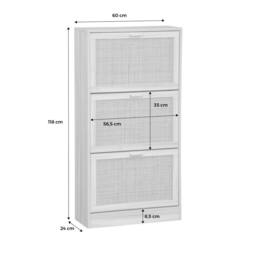 sweeek 3-door Shoe Cabinet With Cane & Wood Effect in Light Brown - thumbnail 5