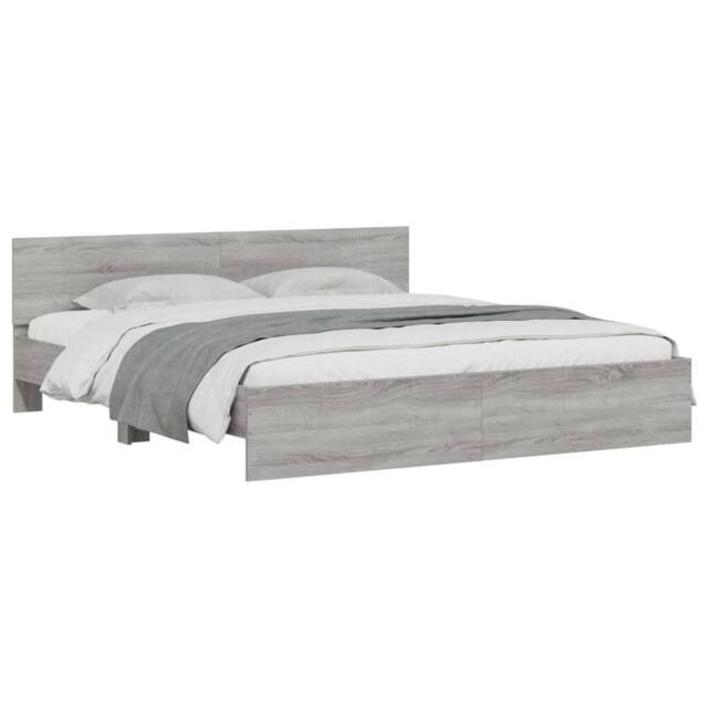 Berkfield Home Durable Bed Frame with LED without Mattress Grey Sonoma 200x200 cm - image 1