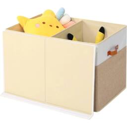 Nordara Beige Large Collapsible Storage Box Toy Chest Kids Room - thumbnail 4