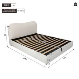 ModernLuxe Boucle upholstered ottoman bed frame with curved headboard in White - Size: King - thumbnail 7