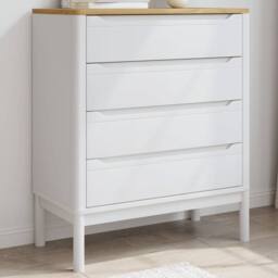 Berkfield Home Beautiful Chest of Drawers FLORO White Solid Wood Pine - thumbnail 2