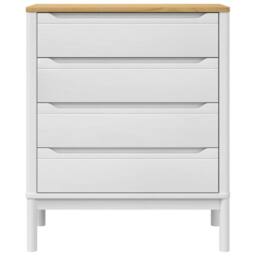 Berkfield Home Beautiful Chest of Drawers FLORO White Solid Wood Pine - thumbnail 5
