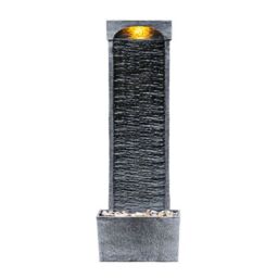 Teamson Home Large Outdoor Curved Water Feature, Modern Waterfall Effect with LED Lights, Grey - thumbnail 2