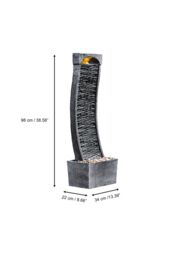 Teamson Home Large Outdoor Curved Water Feature, Modern Waterfall Effect with LED Lights, Grey - thumbnail 5