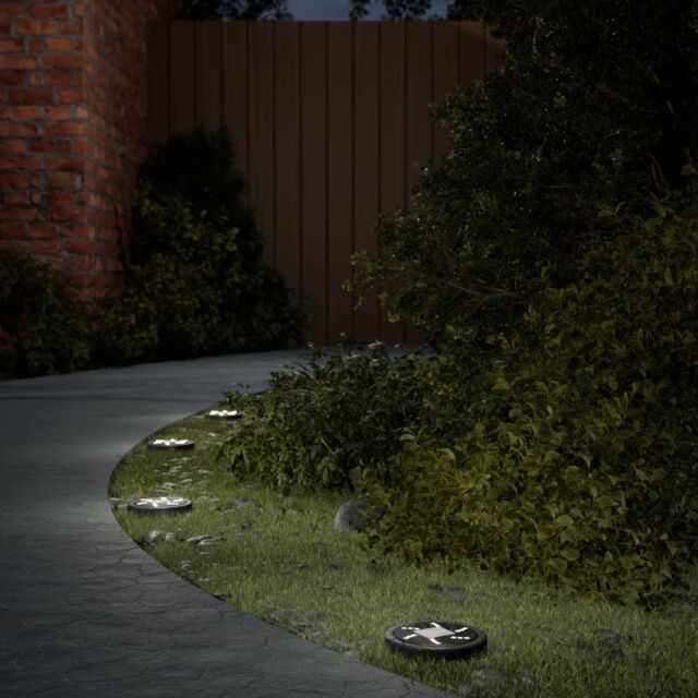 Berkfield Home Solar Ground Lights with Ground Spikes Outdoor 12 pcs Warm White in Black - image 1