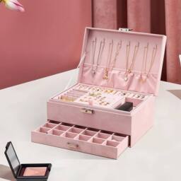 KORVIXA Pink 3 Layer Large Jewellery Boxes - Size: 500mm
