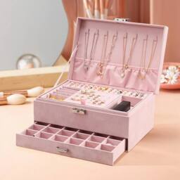 KORVIXA Pink 3 Layer Large Jewellery Boxes - Size: 500mm - thumbnail 4