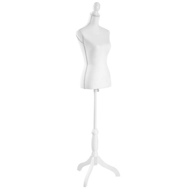tectake Tailors Dummy - Female Mannequin Torso With Wooden Stand in White - Size: Medium - image 1
