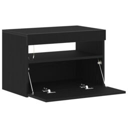 Berkfield Home Bedside Cabinet with LED Lights Black Oak 60x35x40 cm Engineered Wood - Size: 60 x 35 x 40 cm - thumbnail 6