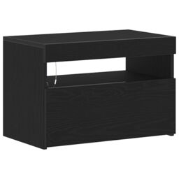 Berkfield Home Bedside Cabinet with LED Lights Black Oak 60x35x40 cm Engineered Wood - Size: 60 x 35 x 40 cm - thumbnail 5