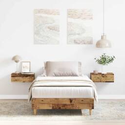 Berkfield Home Bed Frame No Mattress Old Wood 90x190 cm Single Engineered Wood in Brown - thumbnail 2