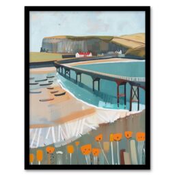 "Artery8 Abstract Painting Hunt Cliff Saltburn Yorkshire Framed Art Print - Size: W12"" x H16""" - thumbnail 1