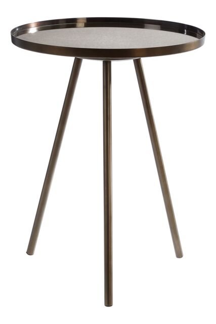 Orsina Black Iron Side Table, Mid-Century Modern Accent Table with Antique Glass Top, Splayed Leg Iron End Table - image 1
