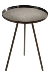 Orsina Black Iron Side Table, Mid-Century Modern Accent Table with Antique Glass Top, Splayed Leg Iron End Table - thumbnail 2