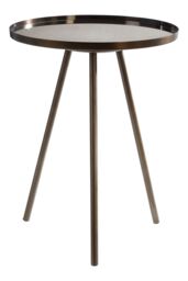 Orsina Black Iron Side Table, Mid-Century Modern Accent Table with Antique Glass Top, Splayed Leg Iron End Table - thumbnail 1