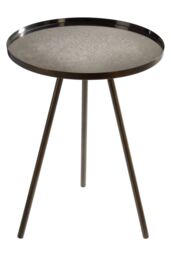 Orsina Black Iron Side Table, Mid-Century Modern Accent Table with Antique Glass Top, Splayed Leg Iron End Table - thumbnail 3