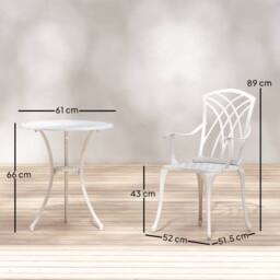 OUTSUNNY 3 PCs Garden Bistro Set Outdoor Garden Furniture Set w/ Umbrella Hole in White - thumbnail 3