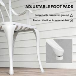 OUTSUNNY 3 PCs Garden Bistro Set Outdoor Garden Furniture Set w/ Umbrella Hole in White - thumbnail 7