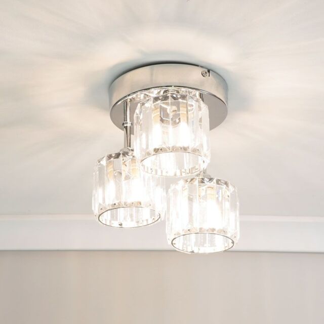 ValueLights Beth Chrome 3 Way Clear Glass Drop Ceiling Light in Silver - image 1