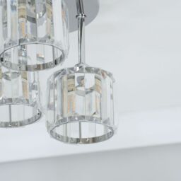 ValueLights Beth Chrome 3 Way Clear Glass Drop Ceiling Light in Silver - thumbnail 3
