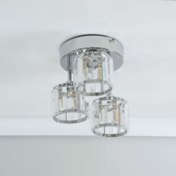ValueLights Beth Chrome 3 Way Clear Glass Drop Ceiling Light in Silver - thumbnail 5