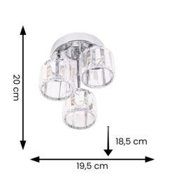 ValueLights Beth Chrome 3 Way Clear Glass Drop Ceiling Light in Silver - thumbnail 6