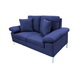 KOSY KOALA Modern Two Seater Sofa Blue Fabric with Chrome Feet - Comfortable Couch with Cushion for Living Room, Bedroom or Office - thumbnail 5