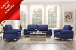 KOSY KOALA Modern Two Seater Sofa Blue Fabric with Chrome Feet - Comfortable Couch with Cushion for Living Room, Bedroom or Office - thumbnail 6