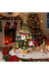 Living and Home Mini Christmas Tree in Gold Pot with Lights, Balls, Santa & Star Topping