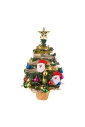 Living and Home Mini Christmas Tree in Gold Pot with Lights, Balls, Santa & Star Topping - thumbnail 3