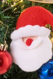Living and Home Mini Christmas Tree in Gold Pot with Lights, Balls, Santa & Star Topping - thumbnail 6