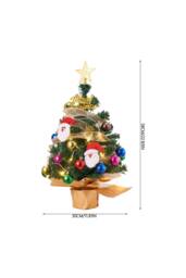Living and Home Mini Christmas Tree in Gold Pot with Lights, Balls, Santa & Star Topping - thumbnail 4