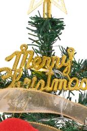 Living and Home Mini Christmas Tree in Gold Pot with Lights, Balls, Santa & Star Topping - thumbnail 5