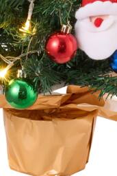Living and Home Mini Christmas Tree in Gold Pot with Lights, Balls, Santa & Star Topping - thumbnail 7