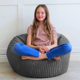 rucomfy Beanbags rucomfy Indoor Classic Kids Bean Bag Chair - Jumbo Cord Slouchbag in Grey - thumbnail 3