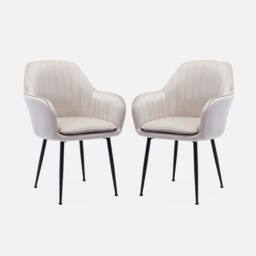 sweeek Pair Of Accent Velvet Armchairs With Metal Legs in White - thumbnail 2
