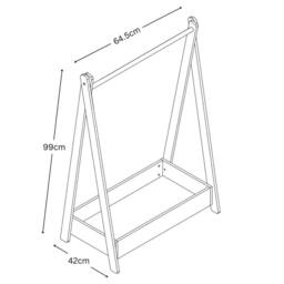 EONLION Wooden Hanging Dress Up Clothes Rail Rack in Grey - thumbnail 2
