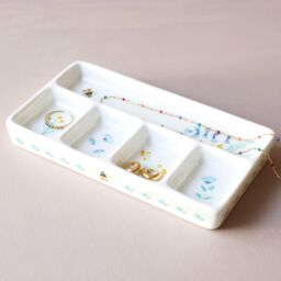 Lisa Angel Women's Cornflower Blue & Yellow Floral Bee Ceramic Trinket Tray in White