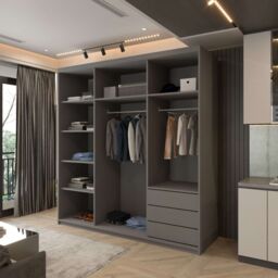 Sliding Wardrobes 4U Monali Sliding Door Wardrobe 200cm X 217cm in Grey - Size: 200 cm X 217 cm - thumbnail 3