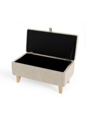 Living and Home 71cm W Rectangle Storage Ottoman Footstool in Beige - thumbnail 4