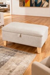 Living and Home 71cm W Rectangle Storage Ottoman Footstool in Beige