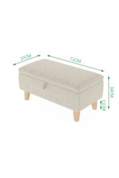 Living and Home 71cm W Rectangle Storage Ottoman Footstool in Beige - thumbnail 6