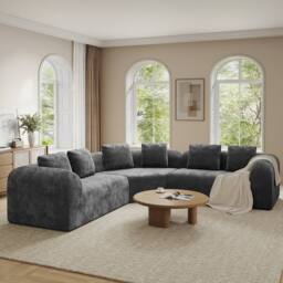 Dprodo Modular Sectional Large L-Shaped Chenille Corner Sofa in Grey - Size: 3 Pack - thumbnail 2
