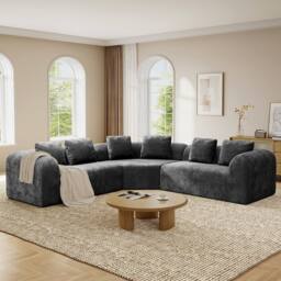 Dprodo Modular Sectional Large L-Shaped Chenille Corner Sofa in Grey - Size: 3 Pack - thumbnail 8