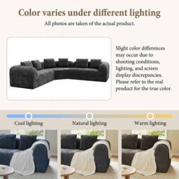 Dprodo Modular Sectional Large L-Shaped Chenille Corner Sofa in Grey - Size: 3 Pack - thumbnail 7