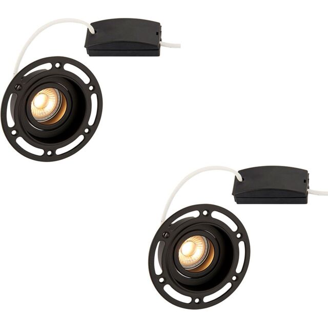 Loops 2 PACK Trimless Plaster-In Downlight - 50W GU10 Reflector LED - Matt Black - image 1